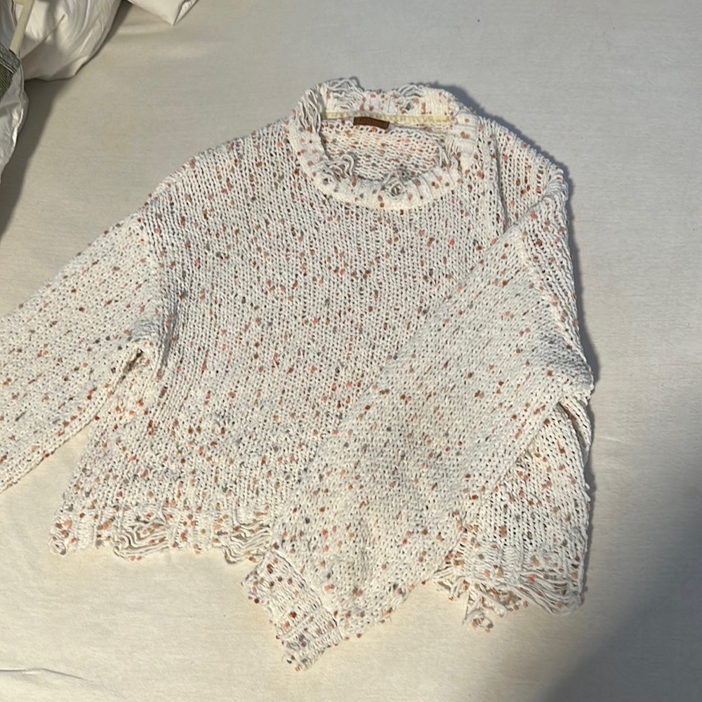 POL distressed speckled sweater